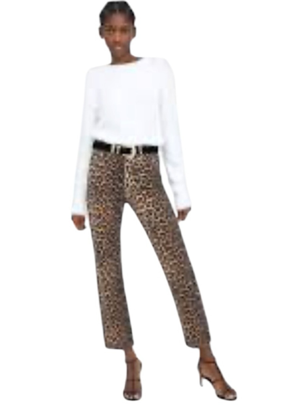 Zara Leopard Print Cropped Pants in Brown & Black 4